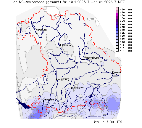 ICON Niederschlagsvorhersage (Summe) für 24 Stunden vom 10.01.2026 wurde nicht gefunden!